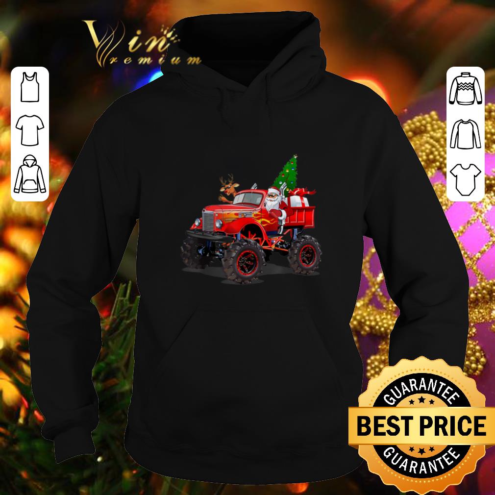 Funny Santa And Reindeer On Monster Truck Christmas Tree shirt 4 - Funny Santa And Reindeer On Monster Truck Christmas Tree shirt