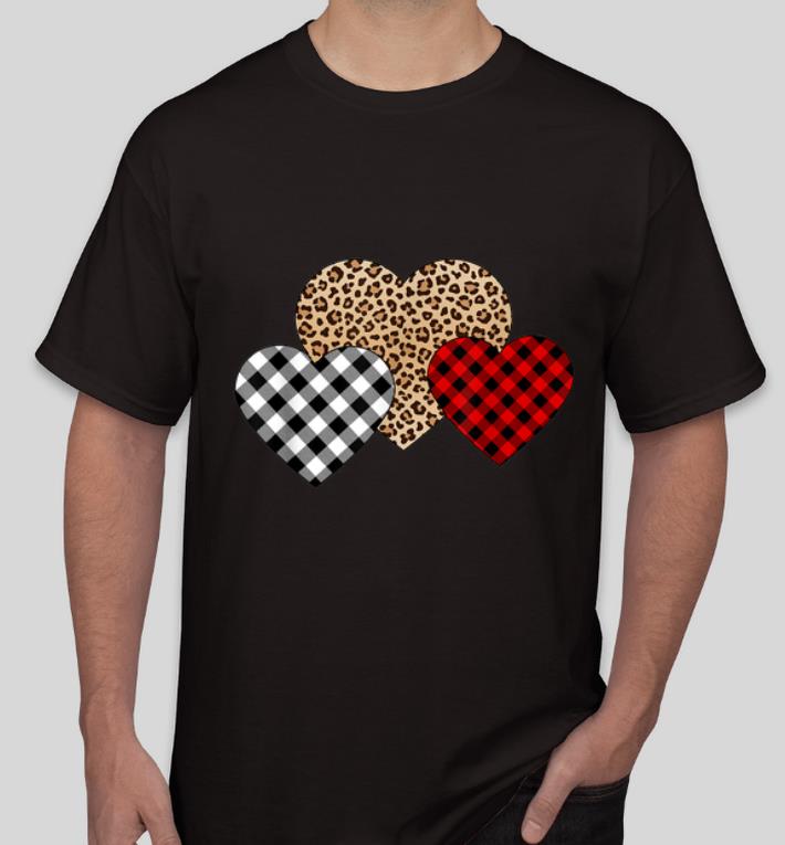 Top Valentine s Day Valentine Three Hearts Leopard Buffalo Plaid shirt 4 - Top Valentine's Day Valentine Three Hearts Leopard Buffalo Plaid shirt