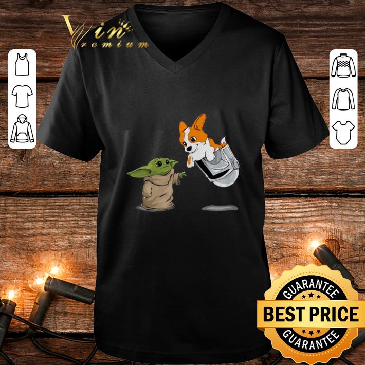 Funny Star Wars Baby yoda and Corgi in pocket Mandalorian shirt 4 - Funny Star Wars Baby yoda and Corgi in pocket Mandalorian shirt
