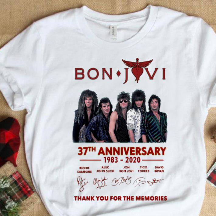 Great Bon Jovi 37th anniversary thank you for the memories signatures shirt 1 - Great Bon Jovi 37th anniversary thank you for the memories signatures shirt