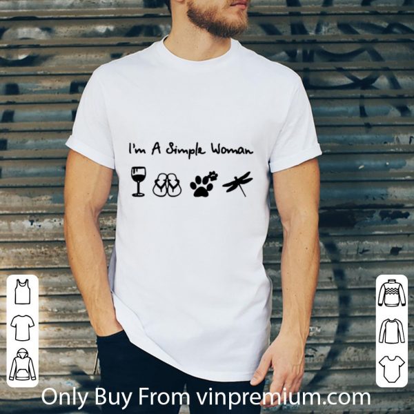 Awesome A Simple Woman Crewneck Dragonfly Wine And Dog shirt