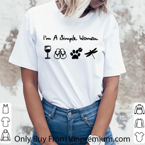 Awesome A Simple Woman Crewneck Dragonfly Wine And Dog shirt