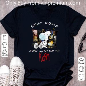 Awesome Snoopy And Woodstock Stay Home And Listen To KORN shirt