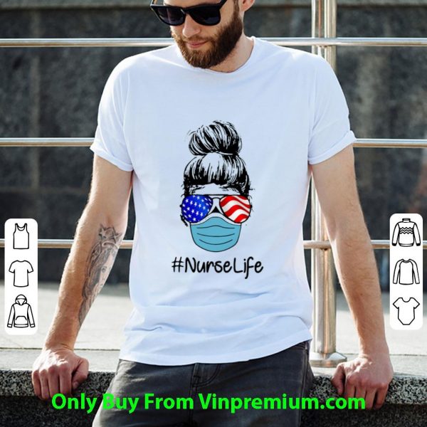 Great Woman Face Mask #Nurselife American Flag shirt