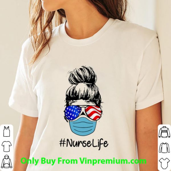Great Woman Face Mask #Nurselife American Flag shirt