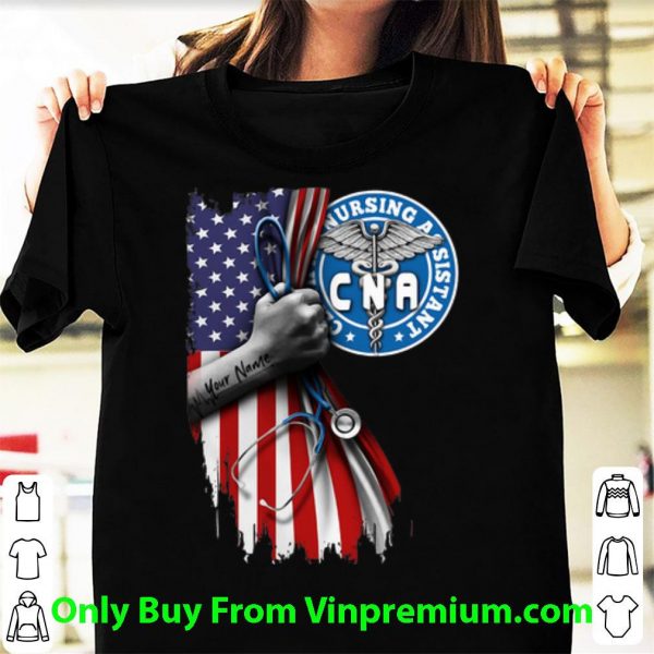 Hot CNA Certified Nursing Assistant Stethoscope American Flag shirt