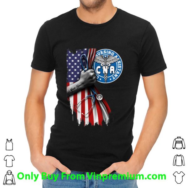 Hot CNA Certified Nursing Assistant Stethoscope American Flag shirt