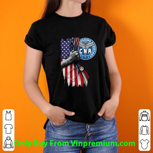 Hot CNA Certified Nursing Assistant Stethoscope American Flag shirt