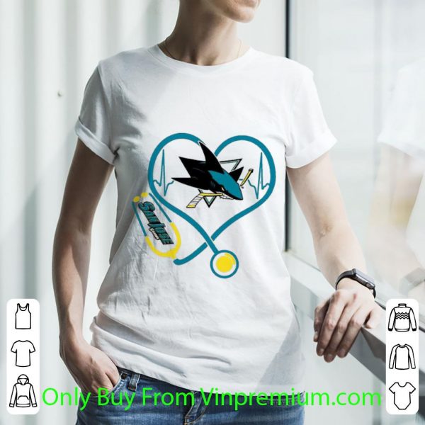 Nice San Jose Sharks Nurse Heart Stethoscope Heartbeat shirt