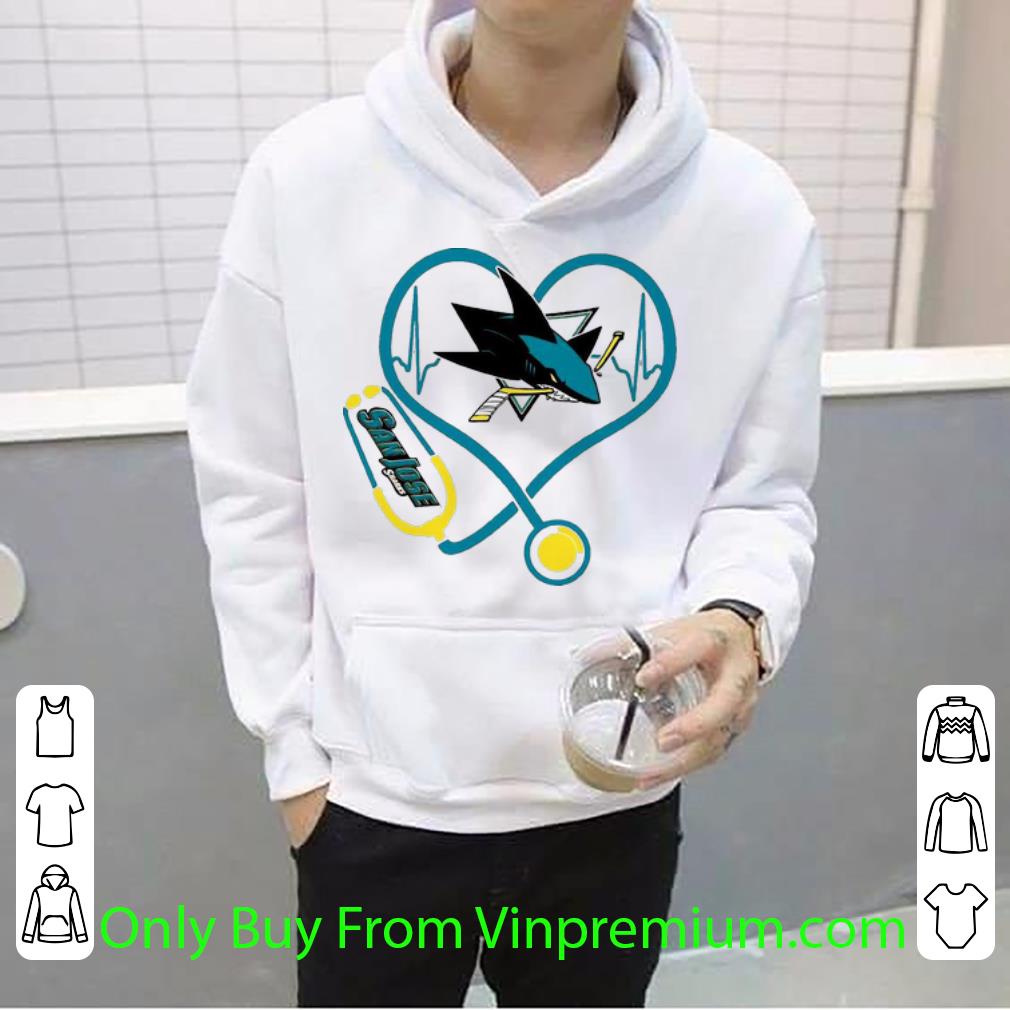 Nice San Jose Sharks Nurse Heart Stethoscope Heartbeat shirt 4 - Nice San Jose Sharks Nurse Heart Stethoscope Heartbeat shirt