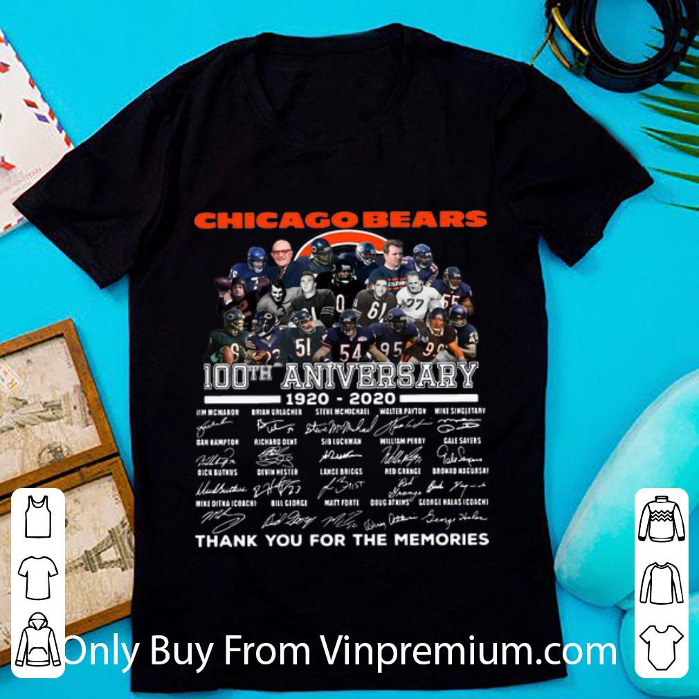 Nice Chicago Bears 100th Anniversary Thank You For The Memories Signatures shirt
