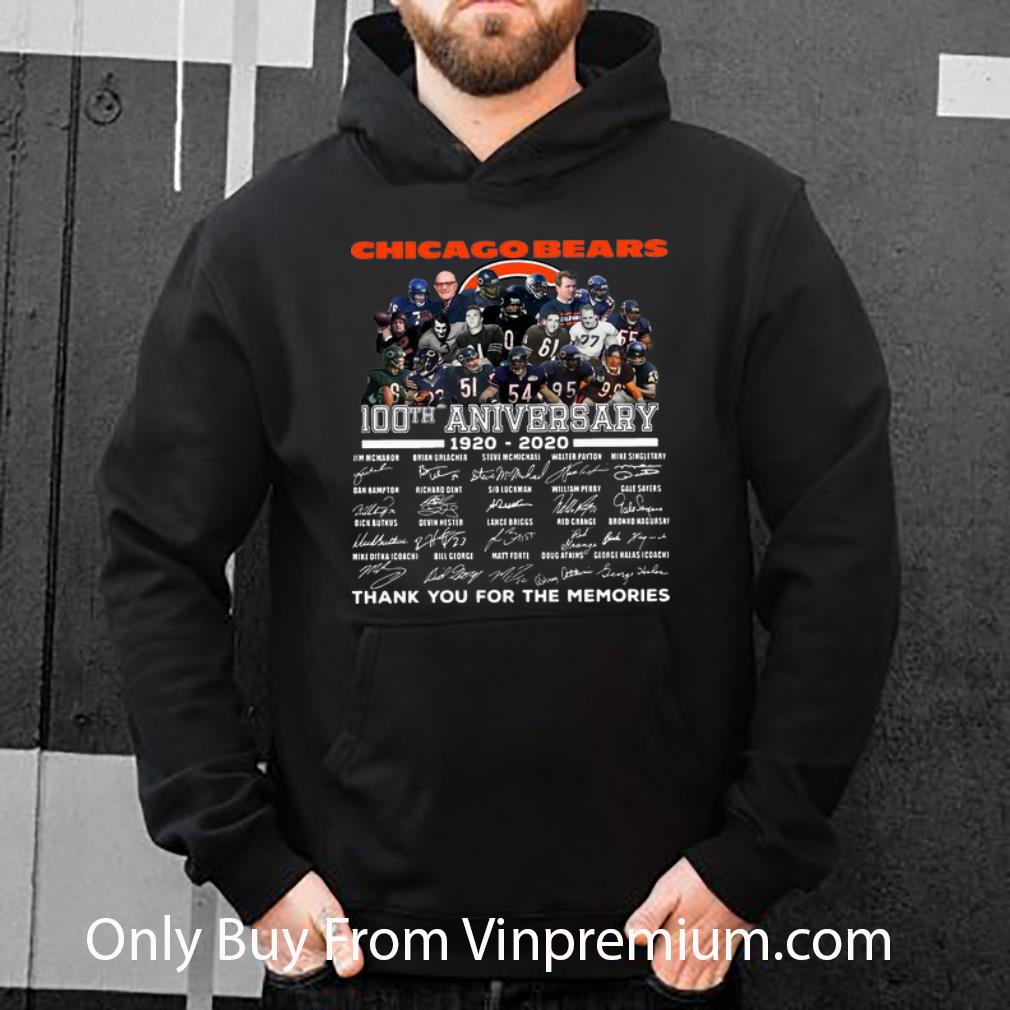 186f0c4b nice chicago bears 100th anniversary thank you for the memories signatures shirt 4 - Nice Chicago Bears 100th Anniversary Thank You For The Memories Signatures shirt