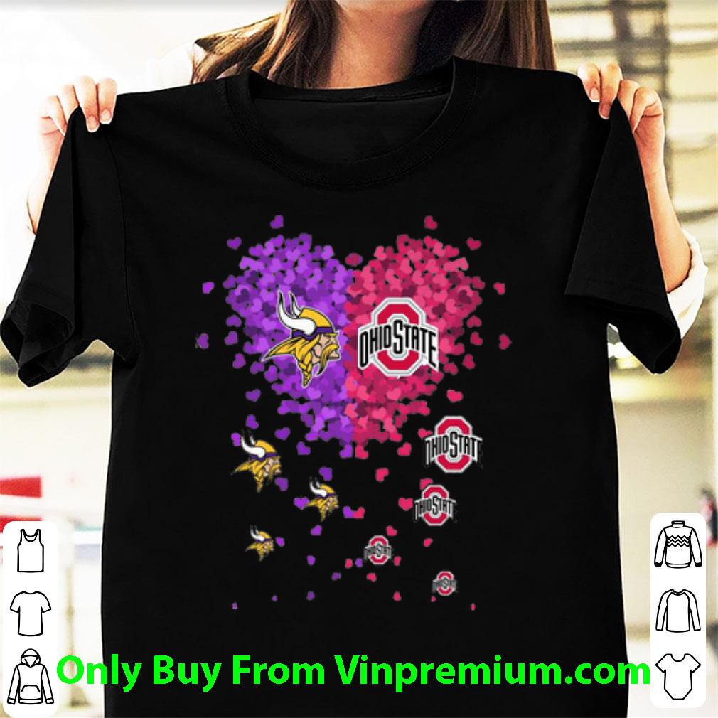 Hot Ohio State Buckeyes And Minnesota Viking Love Piece Hearts shirt