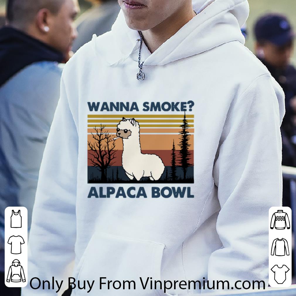 7ba68fa1 original vintage llama wanna smoke alpaca bowl shirt 4 - Original Vintage Llama Wanna Smoke Alpaca Bowl shirt