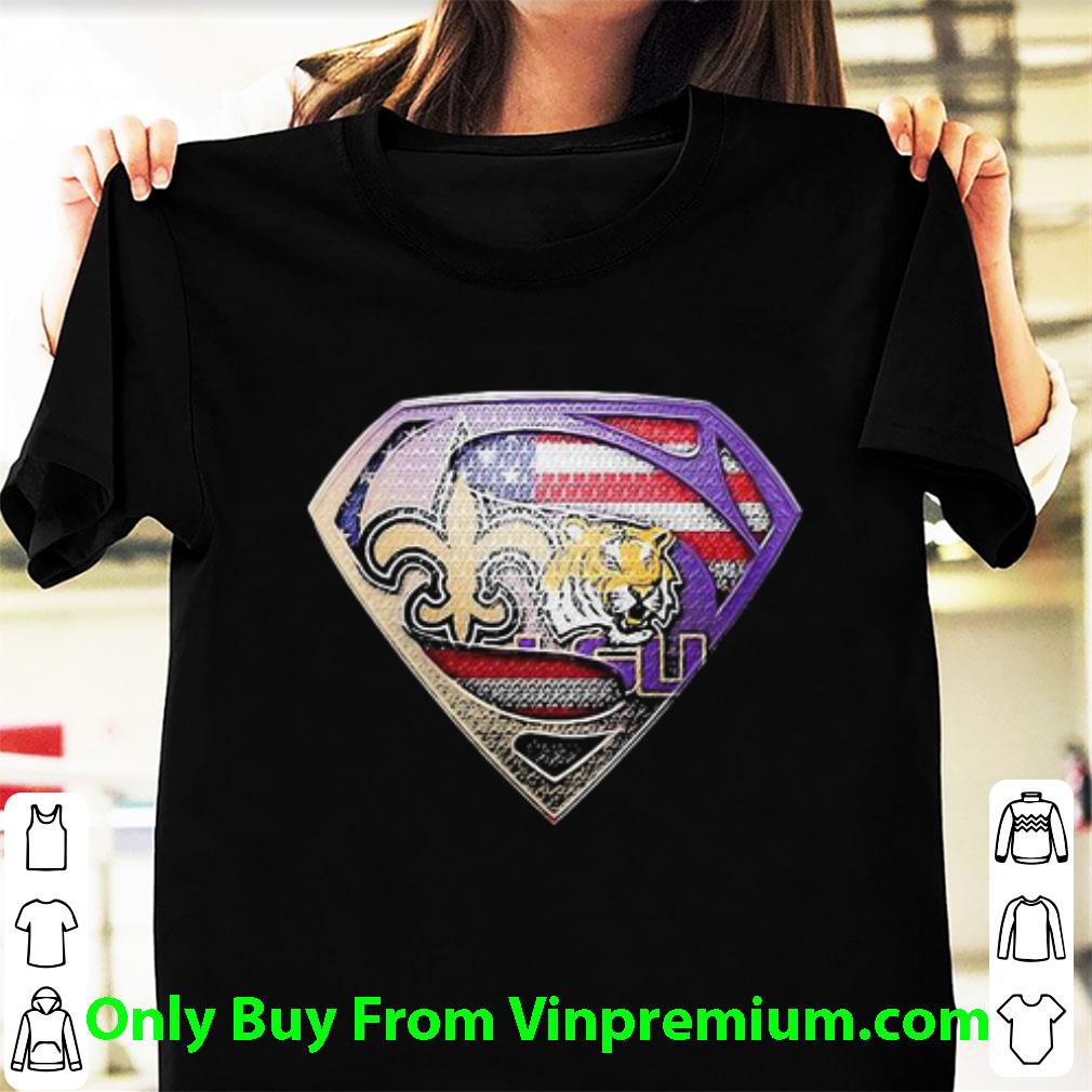 Pretty Superman American Flag New Orleans Saints And Lsu Tigers shirt