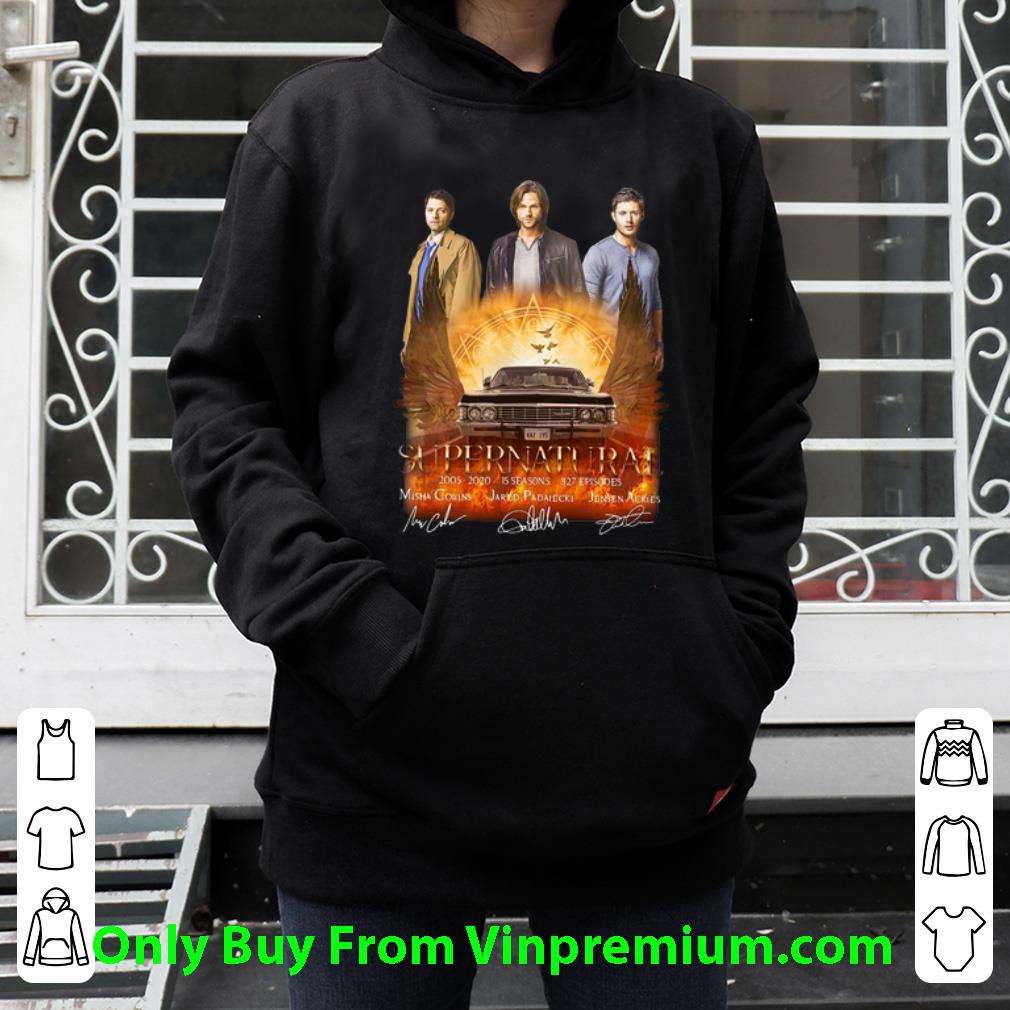 56686215 pretty supernatural 15 seasons 327 episodes 2005 2020 signatures shirt 4 - Pretty Supernatural 15 Seasons 327 Episodes 2005-2020 Signatures shirt