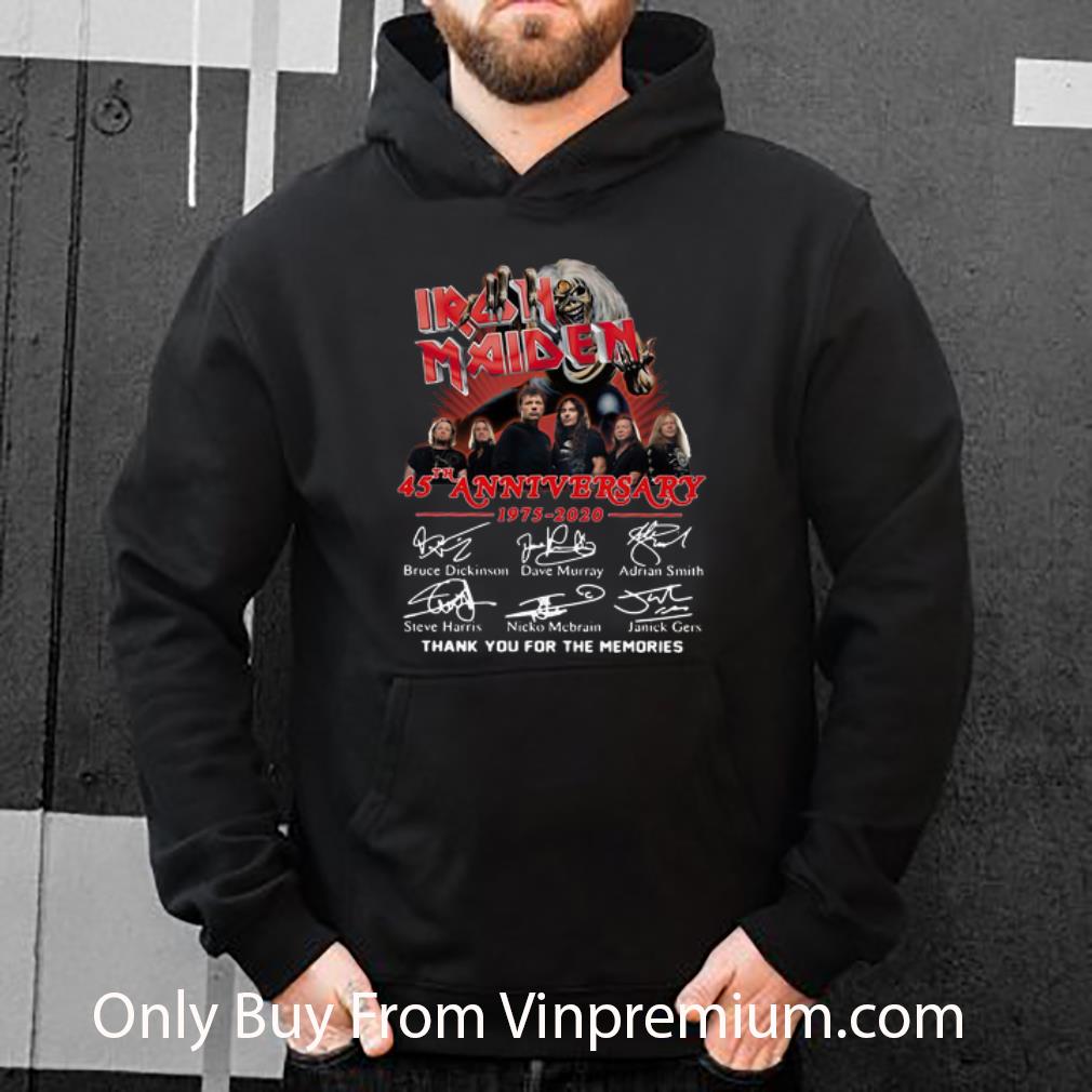 310a334e hot iron maiden 45th anniversary thank you for the memories signatures shirt 4 - Hot Iron Maiden 45th Anniversary Thank You For The Memories Signatures shirt