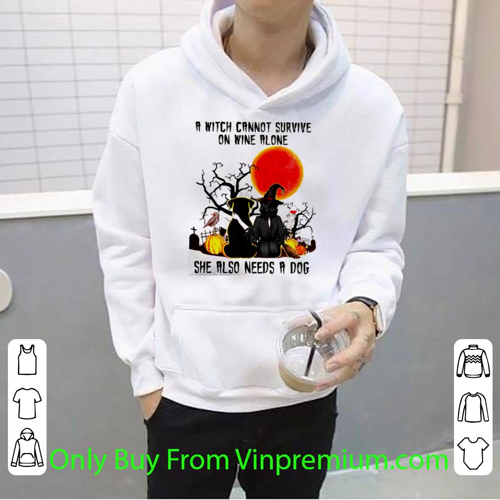 c9ea8551 awesome halloween a witch cannot survive on wine alone she also needs a dog shirt 4 - Awesome Halloween A Witch Cannot Survive On Wine Alone She Also Needs A Dog shirt