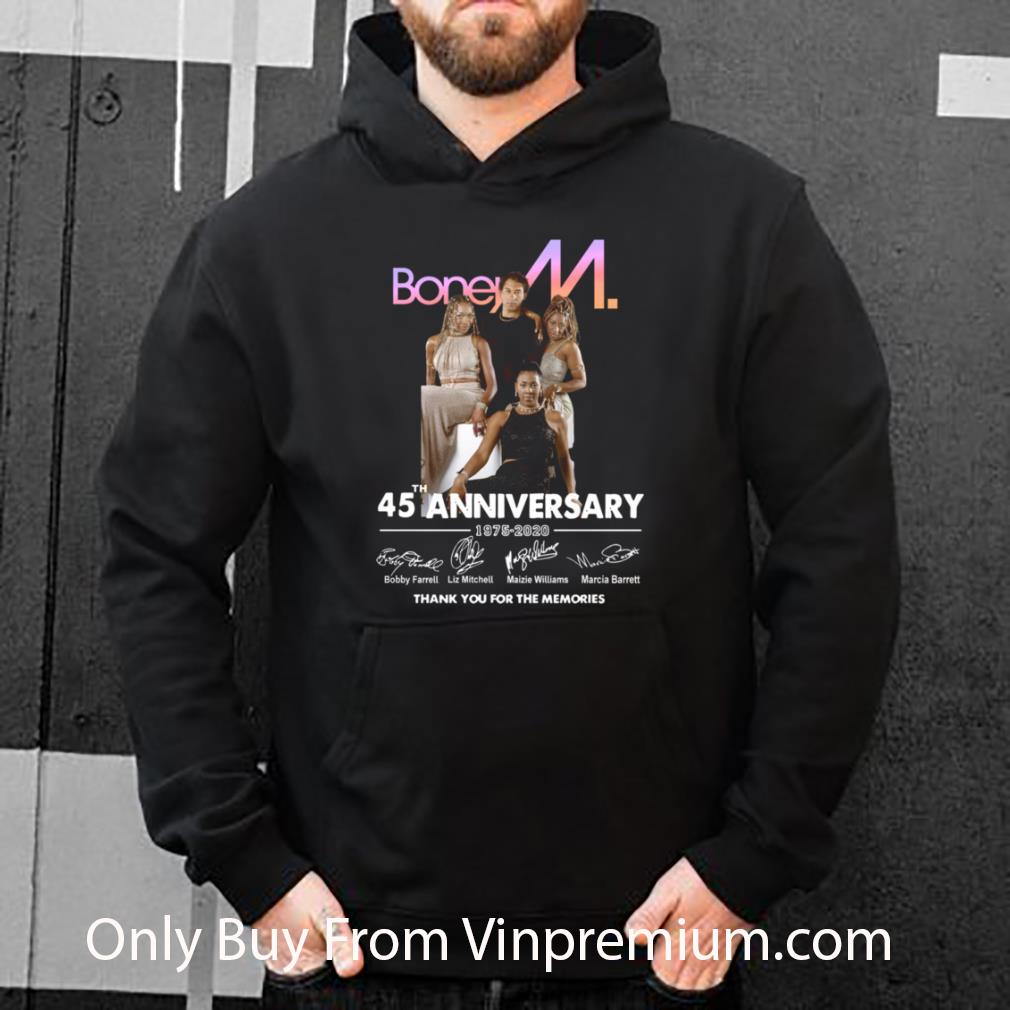 ce7db3c4 great boney m 45th anniversary 1975 2020 thank you for memories shirt 4 - Great Boney M 45th Anniversary 1975 2020 Thank You For Memories shirt