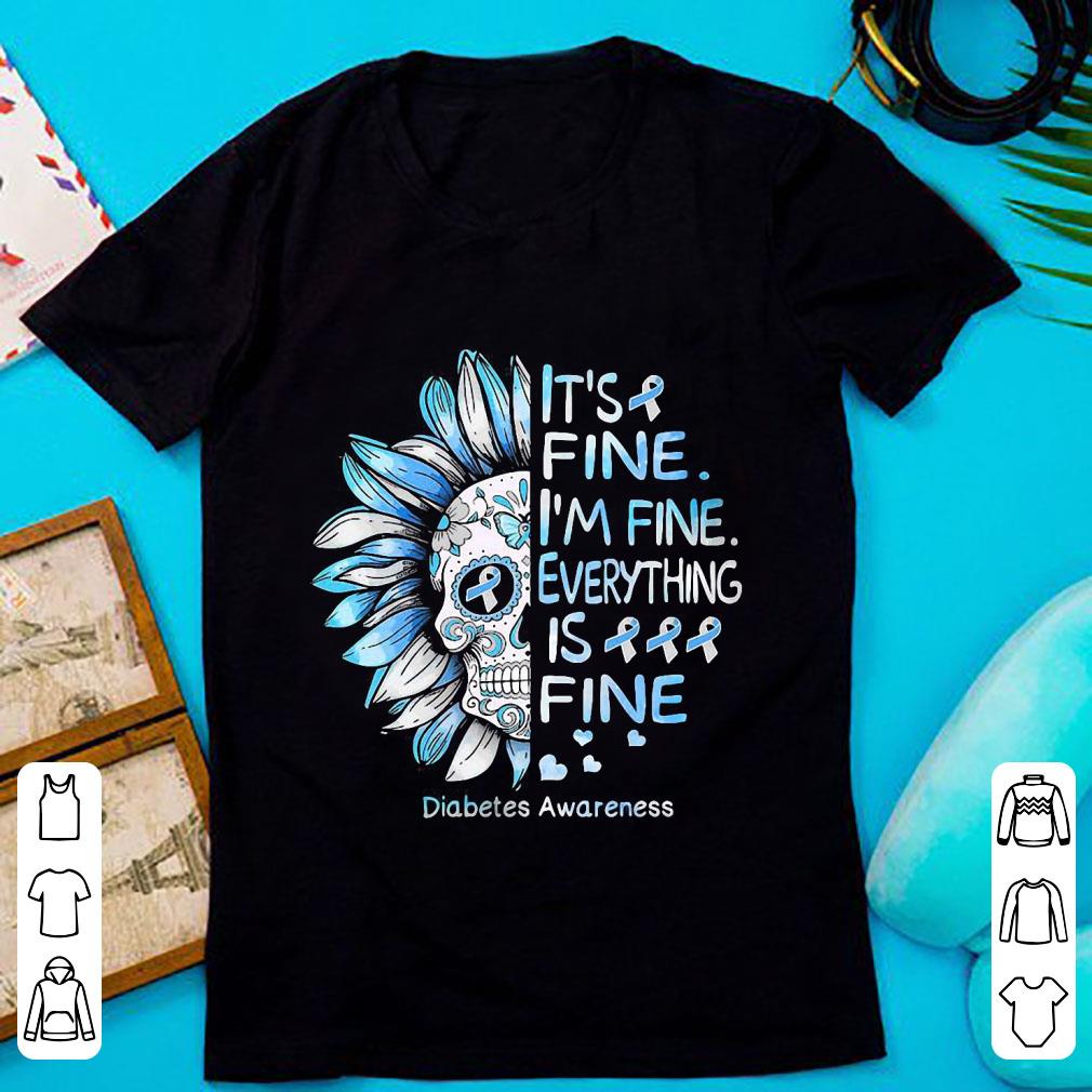 Great Sugar Skull Sunflower I’m Fine Everything’s Fine Diabetes Awareness shirt