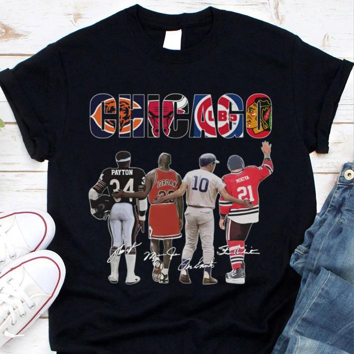 Funny Chicago Sports Team Signatures Chicago Bears Chicago Bulls Chicago Cubs Chicago Blackhawks shirt