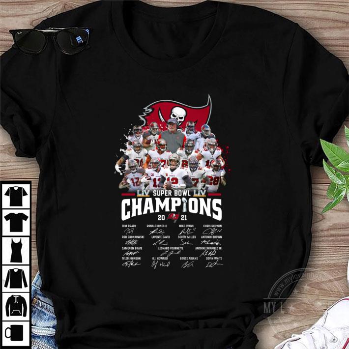 Awesome Team NFL Tampa Bay Buccaneers Super Bowl LIV Champions 2021 Signatures Shirt