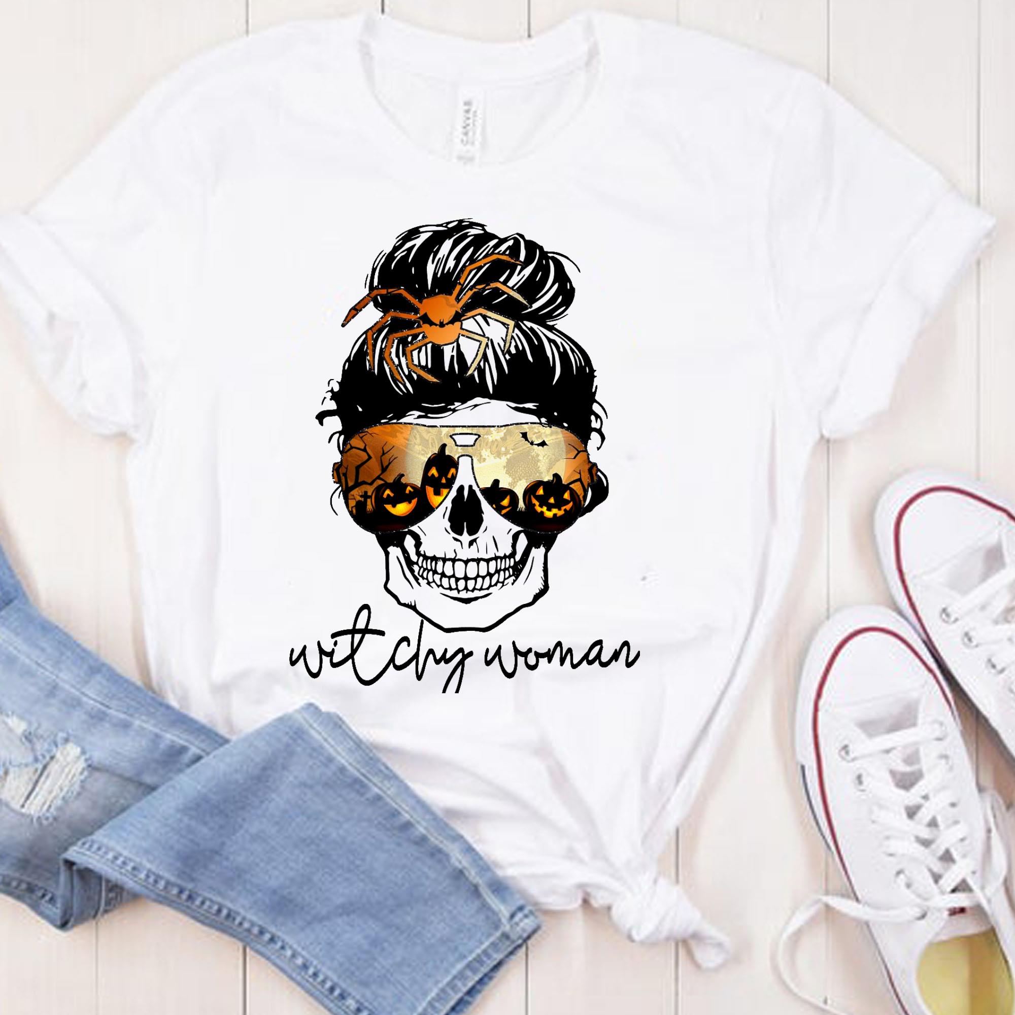 Vintage Witchy Woman Halloween Fall Skull Bun Spider Witch Tshirt Vintage Witchy Woman Halloween Fall Skull Bun Spider Witch Tshirt 1 - Vintage Witchy Woman Halloween Fall Skull Bun Spider Witch Tshirt