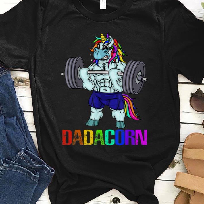 Dadacorn Manly Unicorn Weightlifting Muscle Father Rainbow Dadacorn shirt