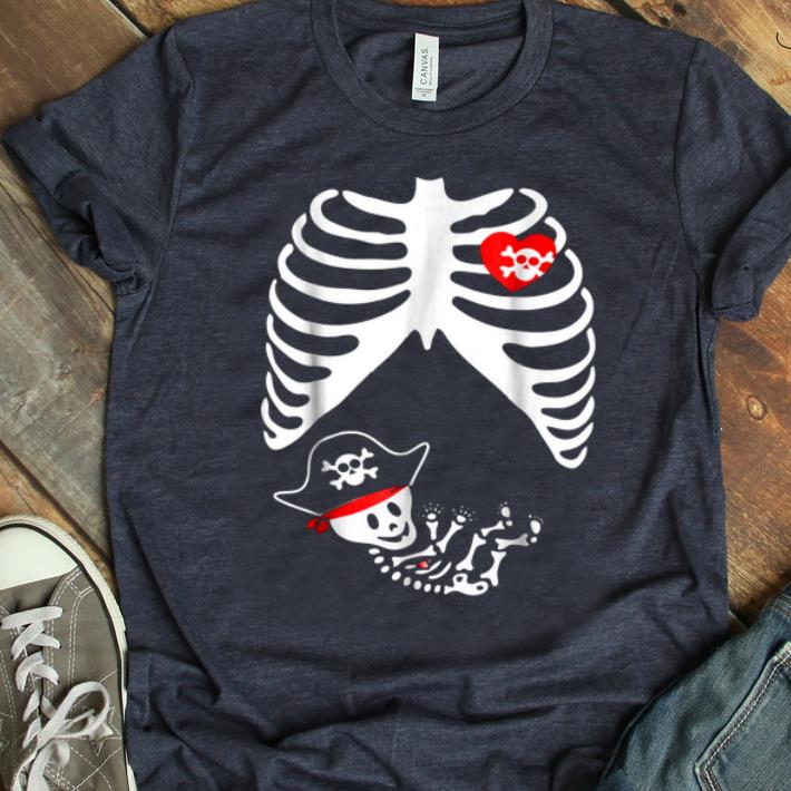 Beautiful Baby Pregnant Skeleton Xray Halloween Pirate Boy shirt