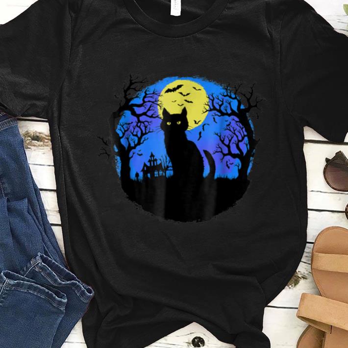 Hot Black Cat at Night Halloween shirt