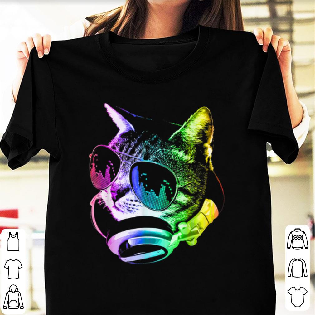 Hot Rainbow Music Dj Cat shirt