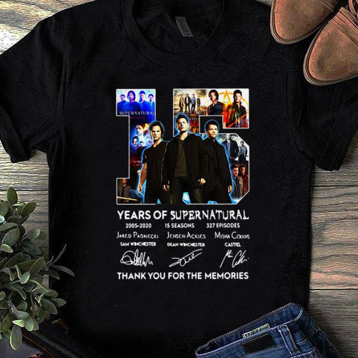 Nice 15 Years Of Supernatural Thank For The Memories Signature shirt