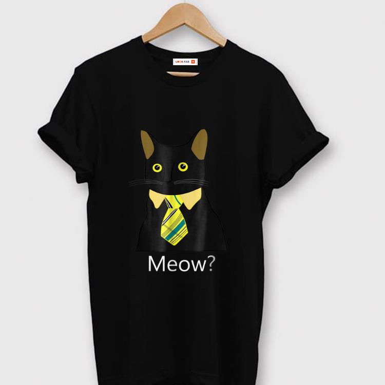 Nice Black Business Cat Kitten with Yellow Tie Meow shirt