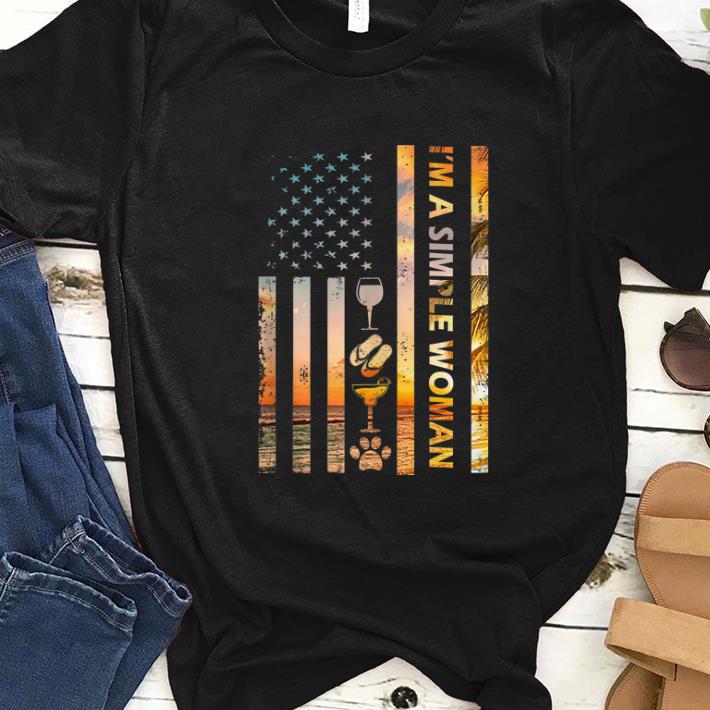 Nice I'm a simple woman wine flip flops margarita dog shirt