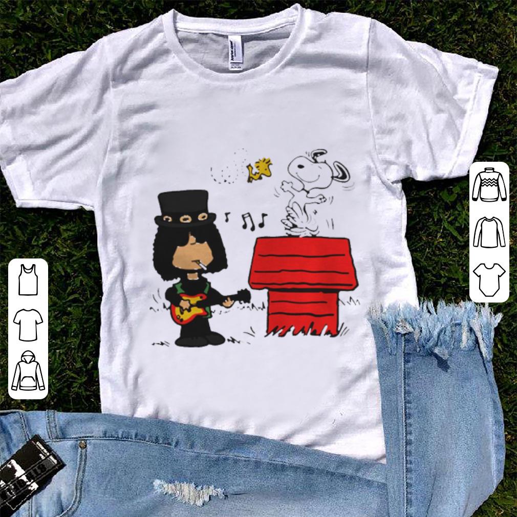 Nice Slash Guns N' Roses Snoopy And Woodstock shirt