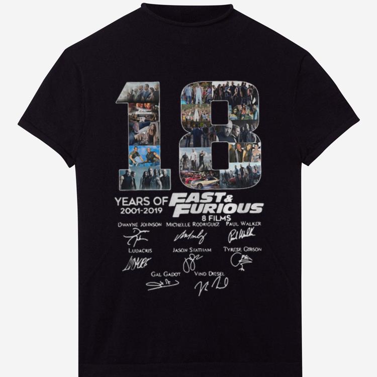 Official 18 Years Of Fast And Furious 8 Films Signature shirt