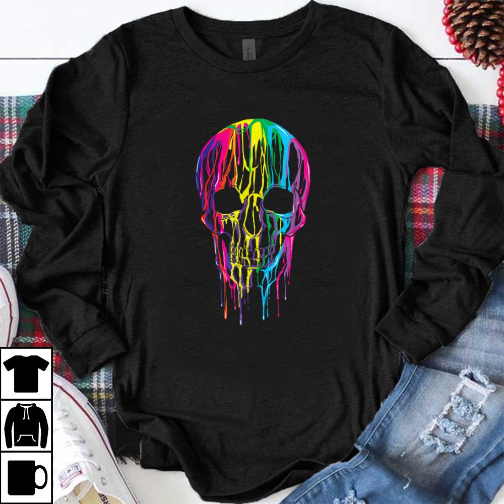 Official Colorful Melting Skull Halloween Kids Art Graphic shirt