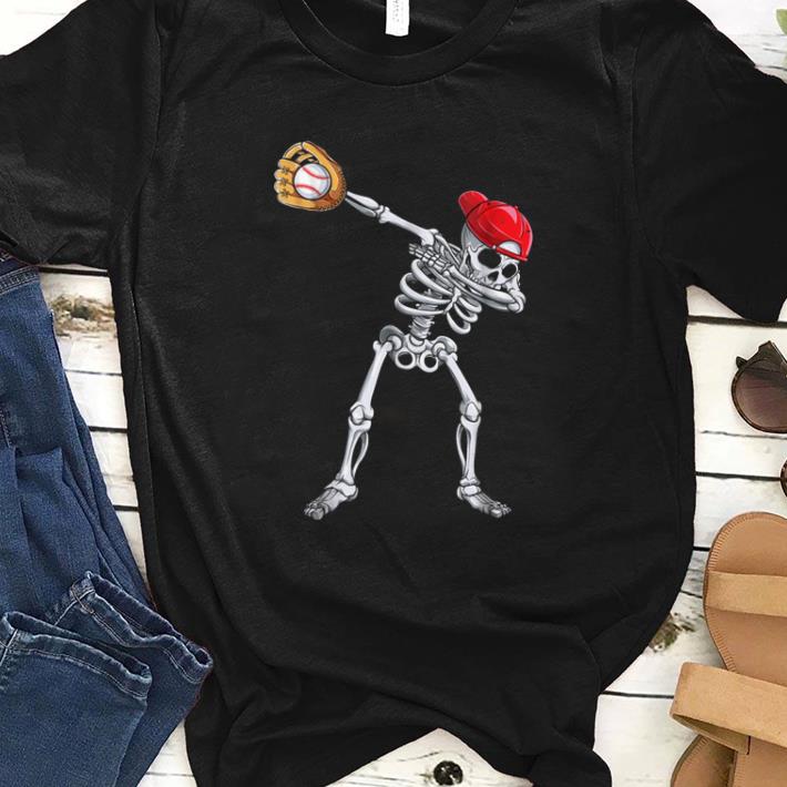 Official Dabbing Skeleton Baseball Halloween Boys Kids Men shirt