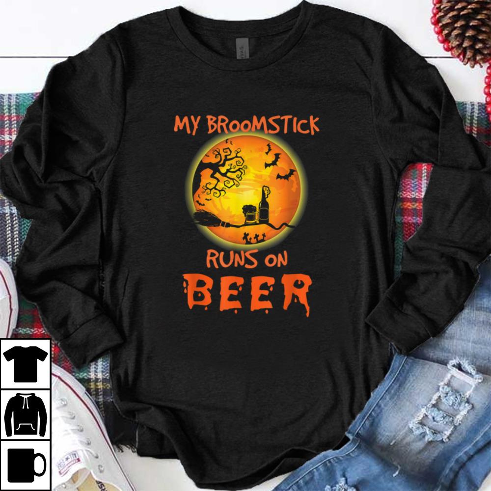 Official My Broomstick Runs On Beer Moon Funny Drinking Halloween shirt