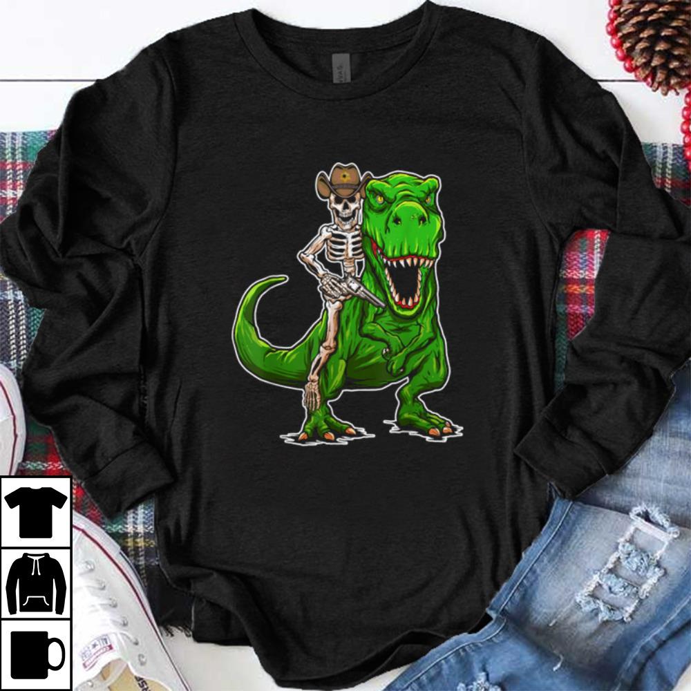 Official Sheriff Skeleton On Dinosaur T Rex Halloween Costume Kids shirt