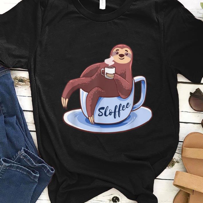 Official Sloffee Sloth Lying On A Cup Of Coffee Sloffee Meme shirt