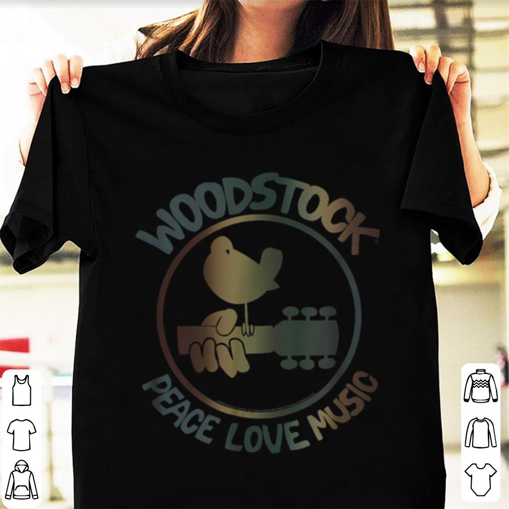 Original Woodstock Peace Love Music Technicolor Birdie shirt