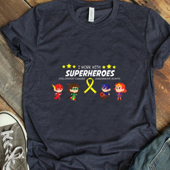 Premium I work with superheroes Childhood cancer awareness shirt