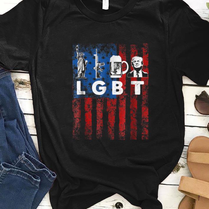Premium LGBT Liberty Guns beer Trump American Flag shirt