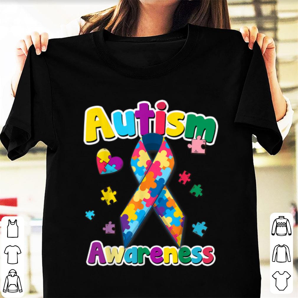 Premium Ribbon Puzzle Pieces Colors Autism Awareness shirt