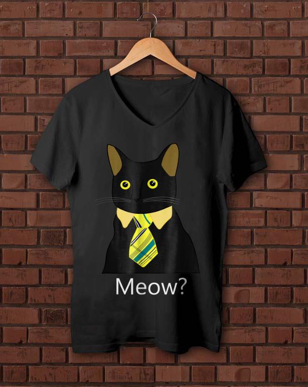 Pretty Black Business Cat Kitten with Yellow Tie Meow shirt