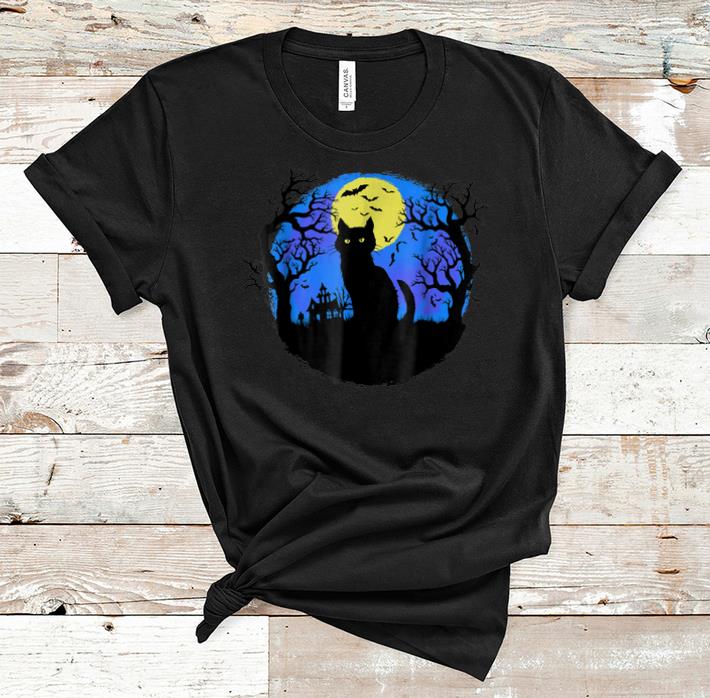 Pretty Black Cat at Night Halloween shirt