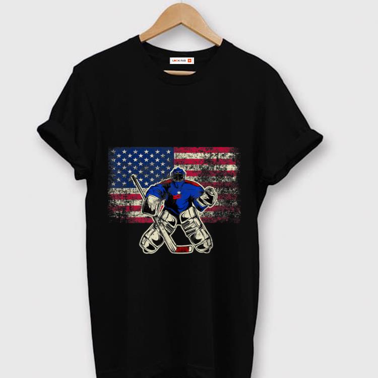 Top Ice Hockey Goalie USA Flag shirt