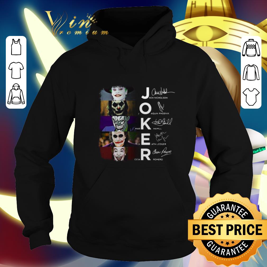 Joker Joaquin Phoenix Heath Ledger Cesar Romero signatures shirt 1 Joker Joaquin Phoenix Heath Ledger Cesar Romero signatures shirt