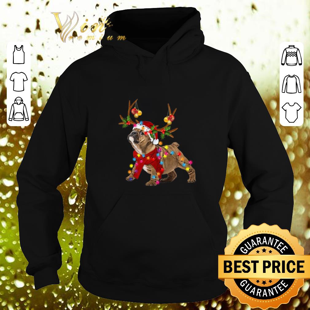 Hot Bulldog santa reindeer Christmas shirt